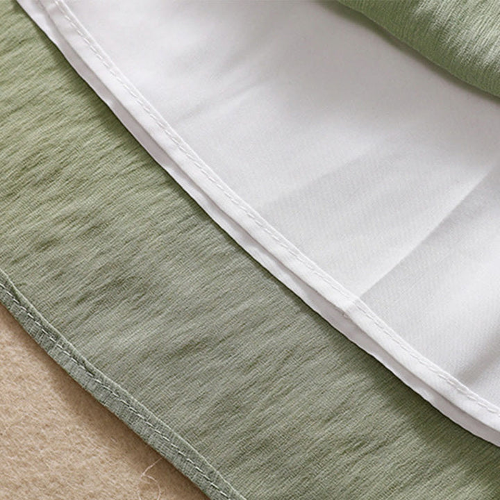 Buddha Stones Casual Contrasting Color Pleated Lace-Up Design Women's Cotton Linen 7-8 Length Skirt - image 33