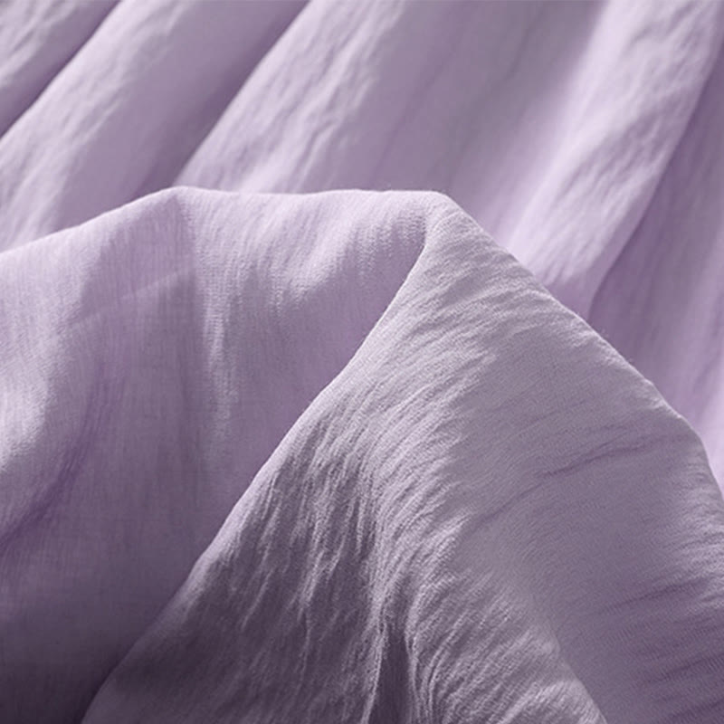 Buddha Stones Casual Contrasting Color Pleated Lace-Up Design Women's Cotton Linen 7-8 Length Skirt - image 21