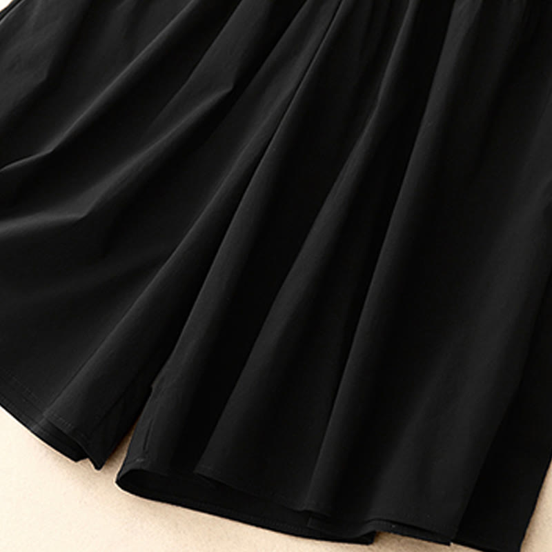 Buddha Stones Casual Loose Plain Women's Cotton Elastic 7-8 Length Wide Leg Pants With Pockets - image 13