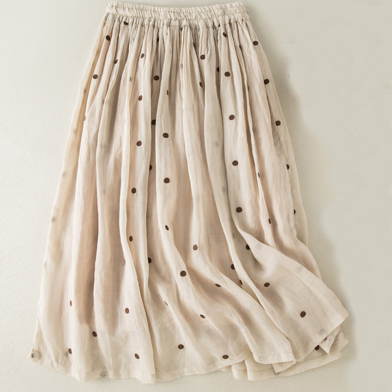 Buddha Stones Artistic Vintage Dot Pattern Women's Pleated Skirt - image 2