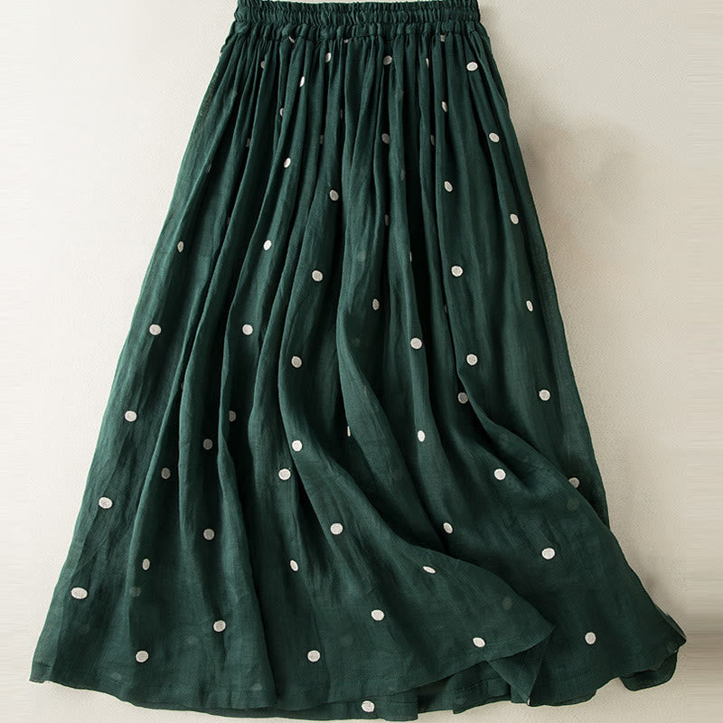Buddha Stones Artistic Vintage Dot Pattern Women's Pleated Skirt - image 18