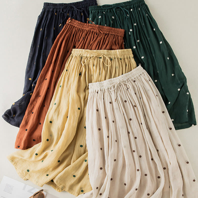 Buddha Stones Artistic Vintage Dot Pattern Women's Pleated Skirt - image 39