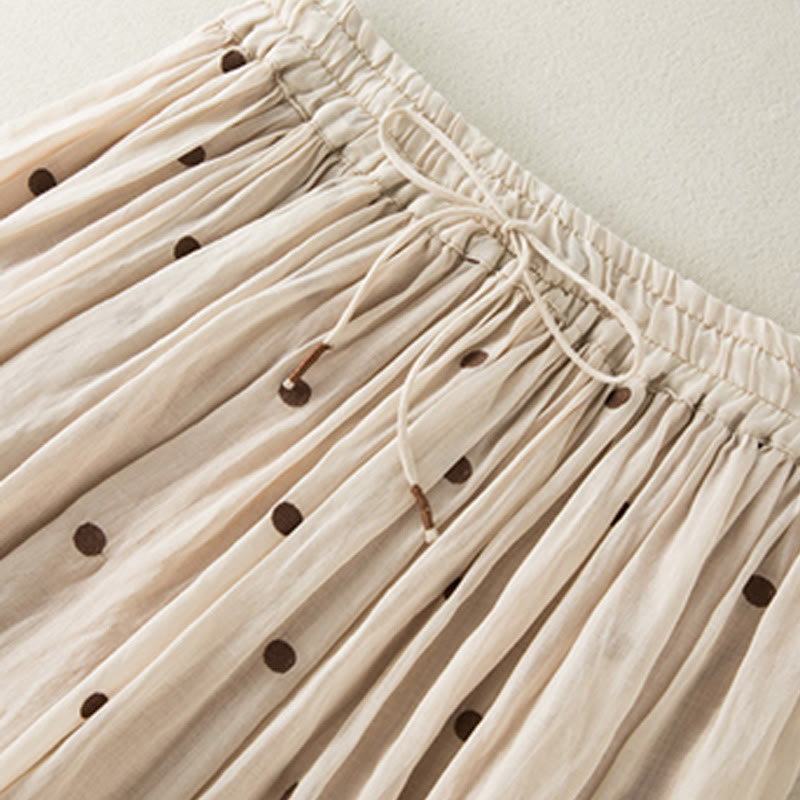 Buddha Stones Artistic Vintage Dot Pattern Women's Pleated Skirt - image 3