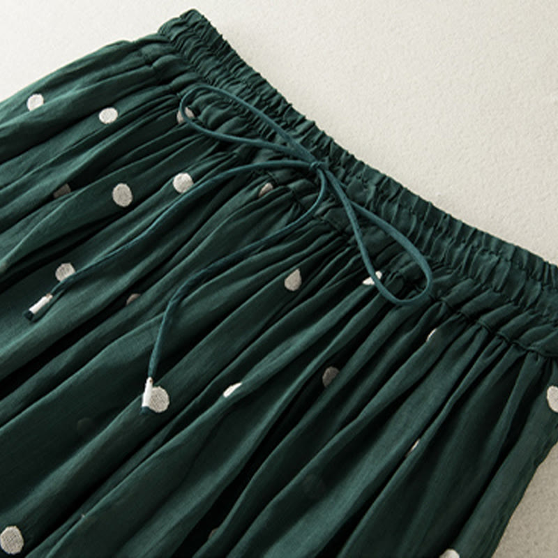 Buddha Stones Artistic Vintage Dot Pattern Women's Pleated Skirt - image 19