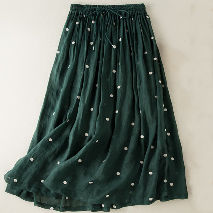 Buddha Stones Artistic Vintage Dot Pattern Women's Pleated Skirt - DarkGreen - US8-10，UK/AU12-14，EU40-42 (2XL) - image 17