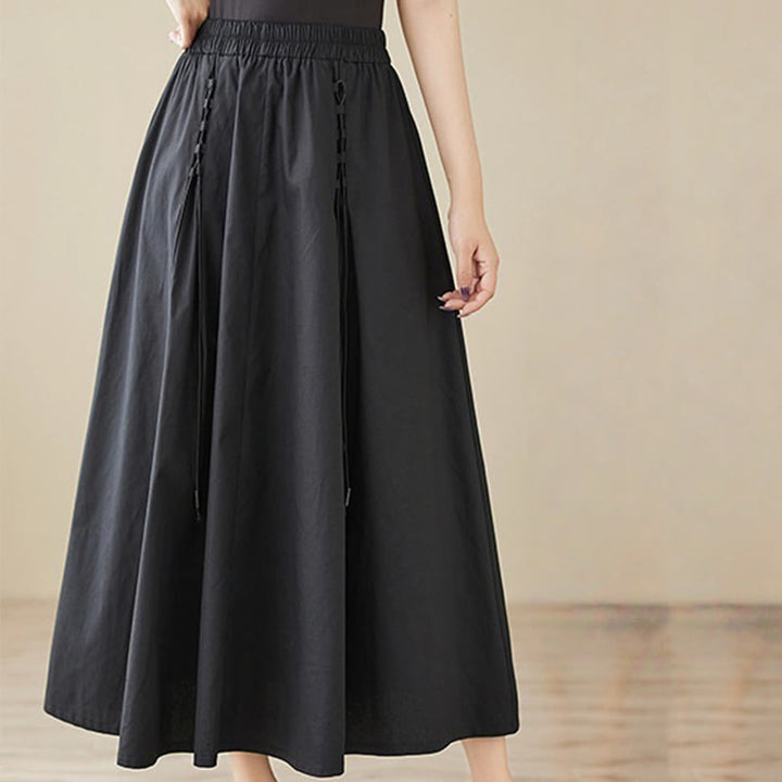 Buddha Stones Summer Casual Pure Color Pleated Design Women's Cotton Skirt - image 15