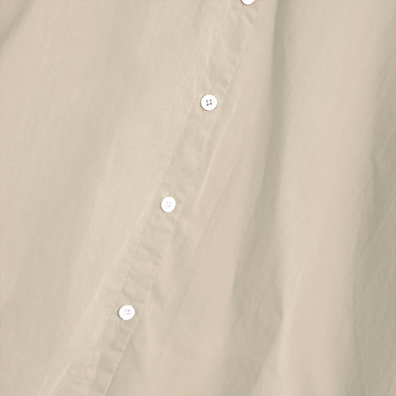 Buddha Stones Summer Casual Plain Breasted Notched Collar Short Sleeve Women's Cotton Linen Shirt - image 52