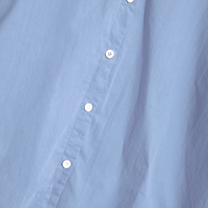 Buddha Stones Summer Casual Plain Breasted Notched Collar Short Sleeve Women's Cotton Linen Shirt - image 64