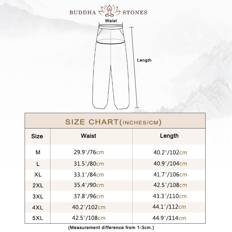 Buddha Stones Solid Color Drawstring Cotton Men's Pants With Pockets