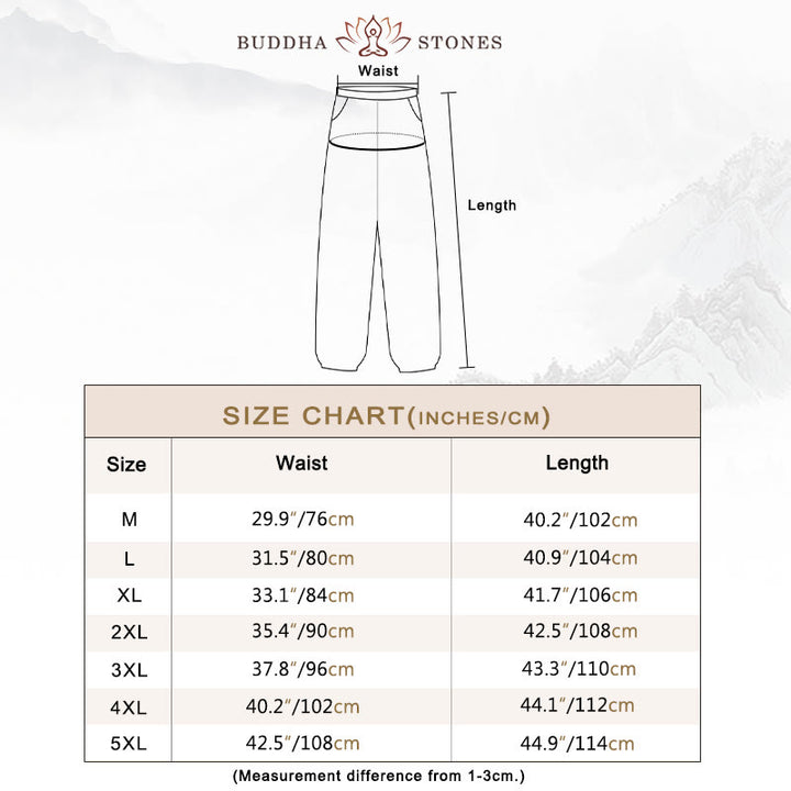 Buddha Stones Solid Color Drawstring Cotton Men's Pants With Pockets