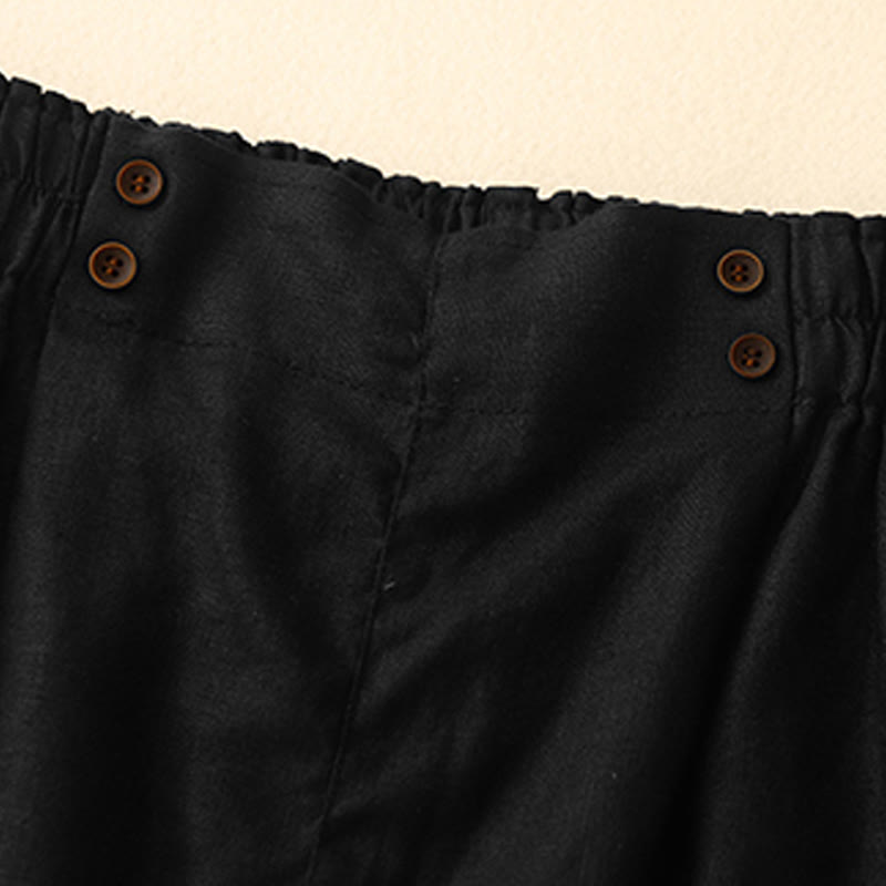 Buddha Stones Summer Casual Pleat Plain Cotton Linen Women's Shorts With Pockets - image 28