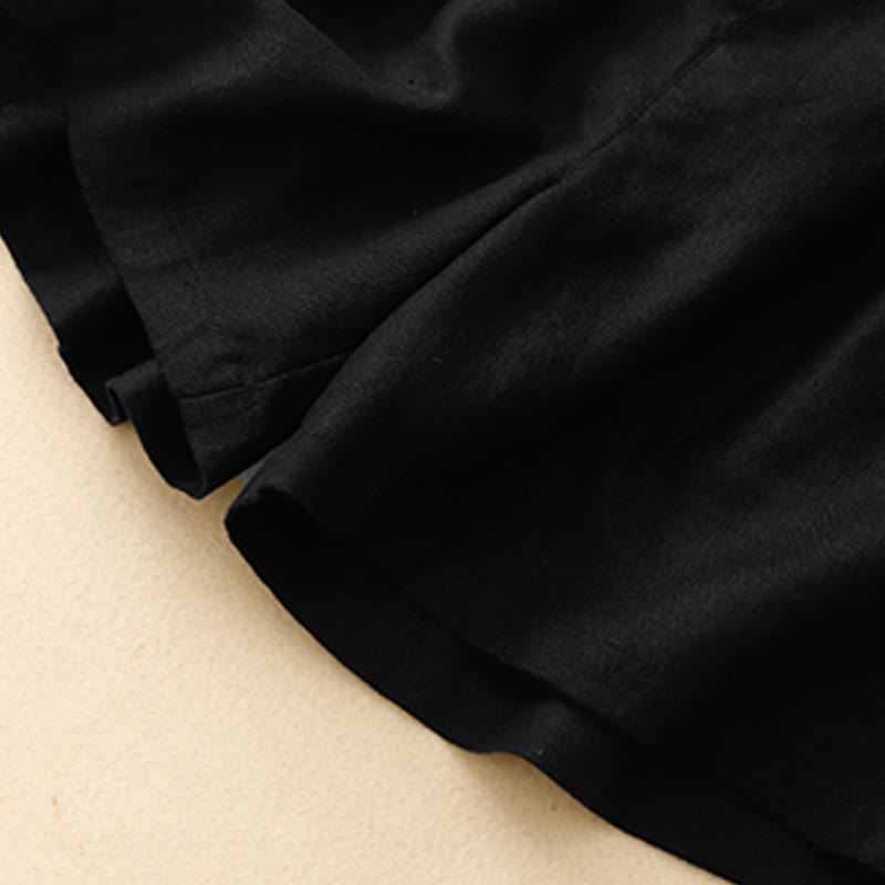 Buddha Stones Summer Casual Pleat Plain Cotton Linen Women's Shorts With Pockets - image 26