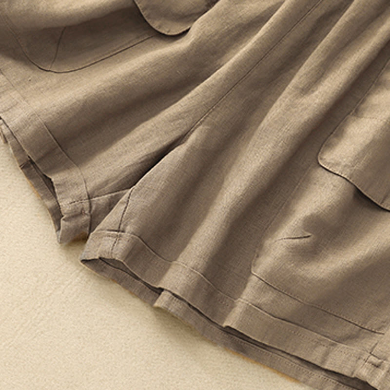 Buddha Stones Summer Casual Plain Women's Elasti Straight Shorts With Pockets - image 5