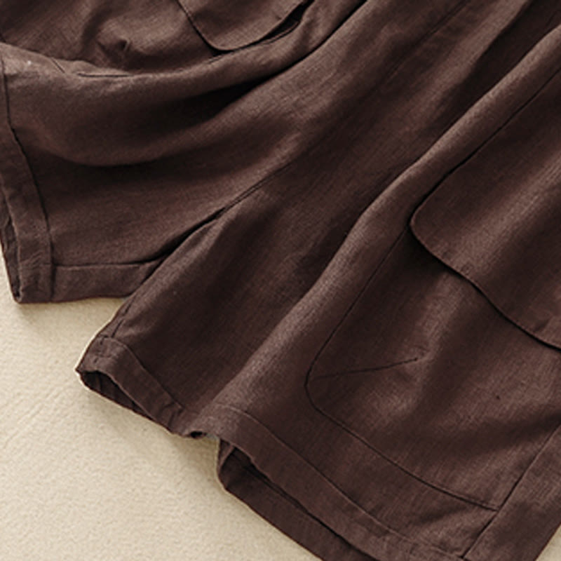 Buddha Stones Summer Casual Plain Women's Elasti Straight Shorts With Pockets - image 10