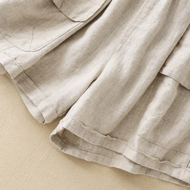 Buddha Stones Summer Casual Plain Women's Elasti Straight Shorts With Pockets - image 15