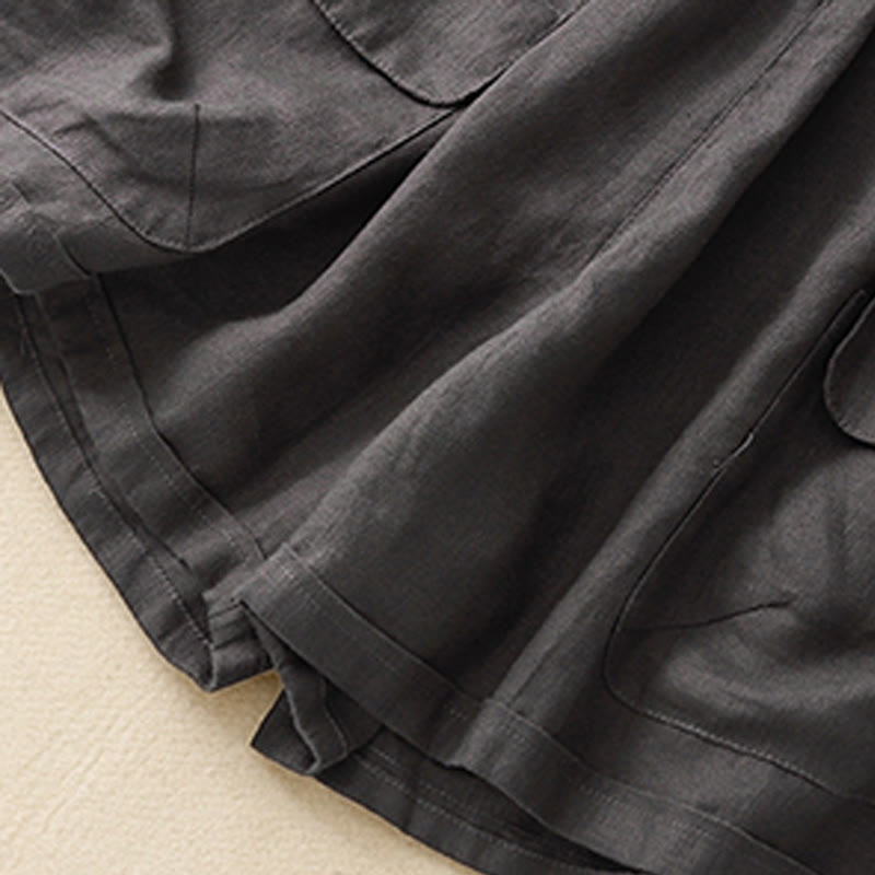 Buddha Stones Summer Casual Plain Women's Elasti Straight Shorts With Pockets - image 24