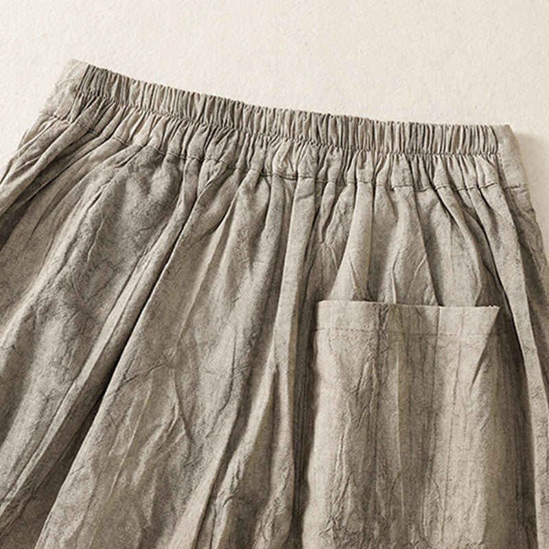 Buddha Stones Summer Casual Tie-dye Plain Cotton Women's Shorts With Pockets - image 14