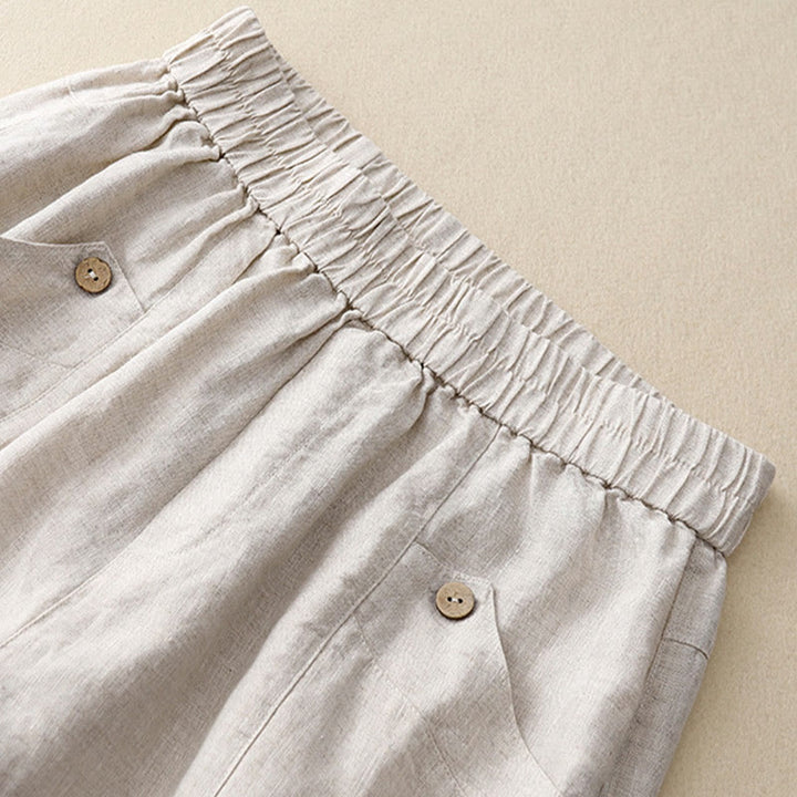 Buddha Stones Summer Casual Buttons Plain Women's Shorts With Pockets - image 10