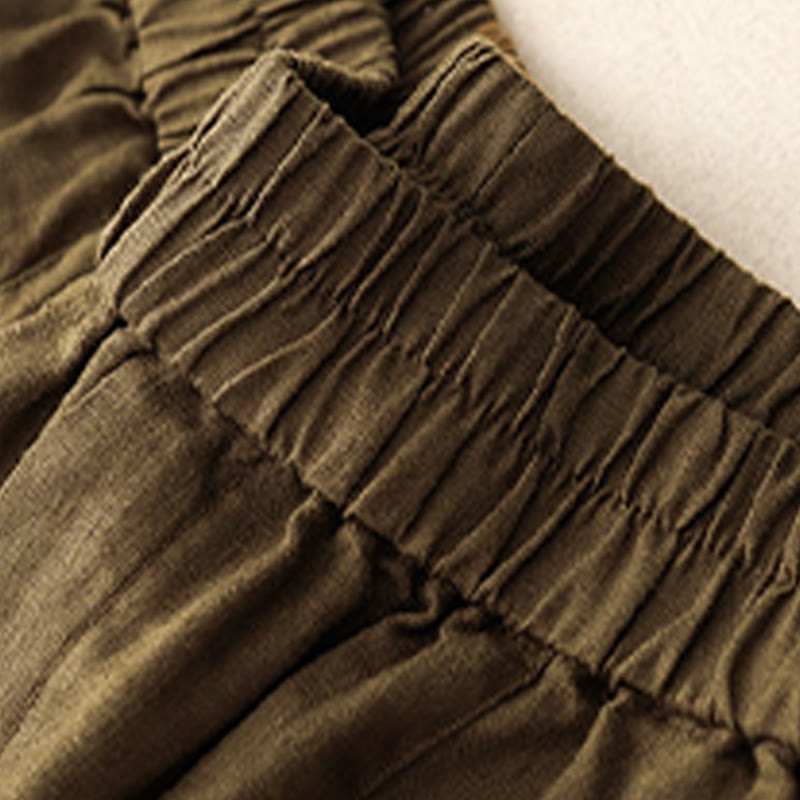 Buddha Stones Summer Casual Buttons Plain Cotton Women's Shorts With Pockets - image 15