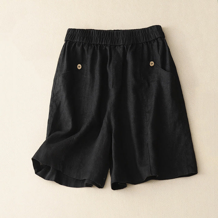 Buddha Stones Summer Casual Buttons Plain Women's Shorts With Pockets - Black - US8-10，UK/AU12-14，EU40-42 (2XL) - image 20