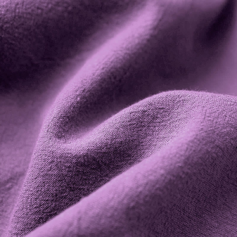 Buddha Stones Casual Summer Pure Color Jacquard Button Crew Neck Cotton Women's Short Sleeve T-Shirt - image 44