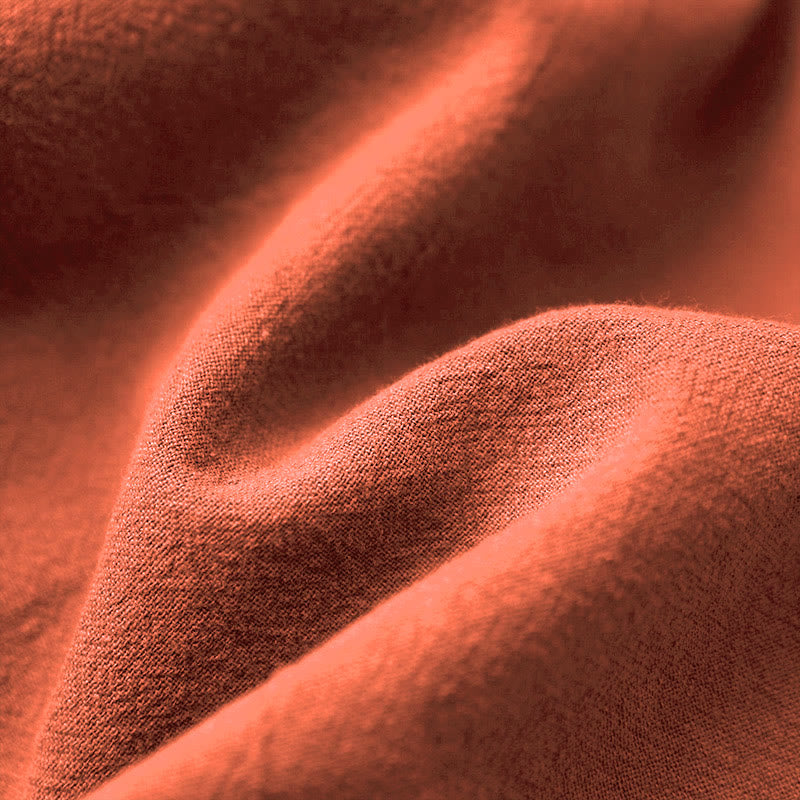 Buddha Stones Casual Summer Pure Color Jacquard Button Crew Neck Cotton Women's Short Sleeve T-Shirt - image 49