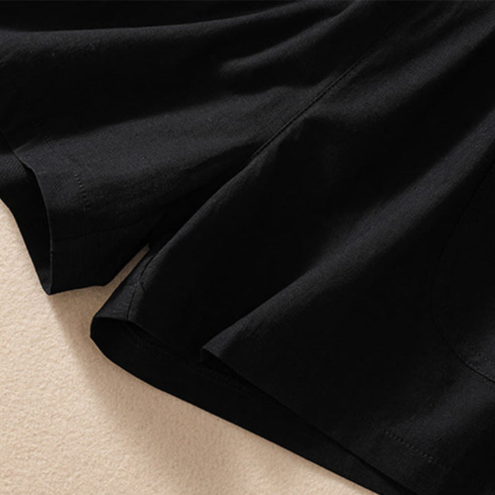 Buddha Stones Summer Casual Elastic Waist Plain Women's Polyester Shorts With Pockets - image 16