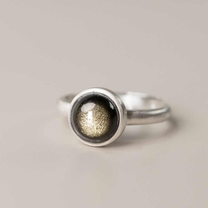 Buddha Stones Natural 925 Sterling Silver Gold Sheen Obsidian Adjustable Wealth Ring - image 11