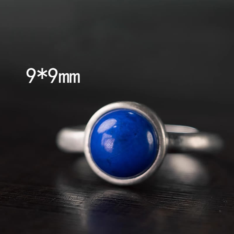 Buddha Stones Natural 925 Sterling Silver Lazurite Turquoise Adjustable Balance Ring