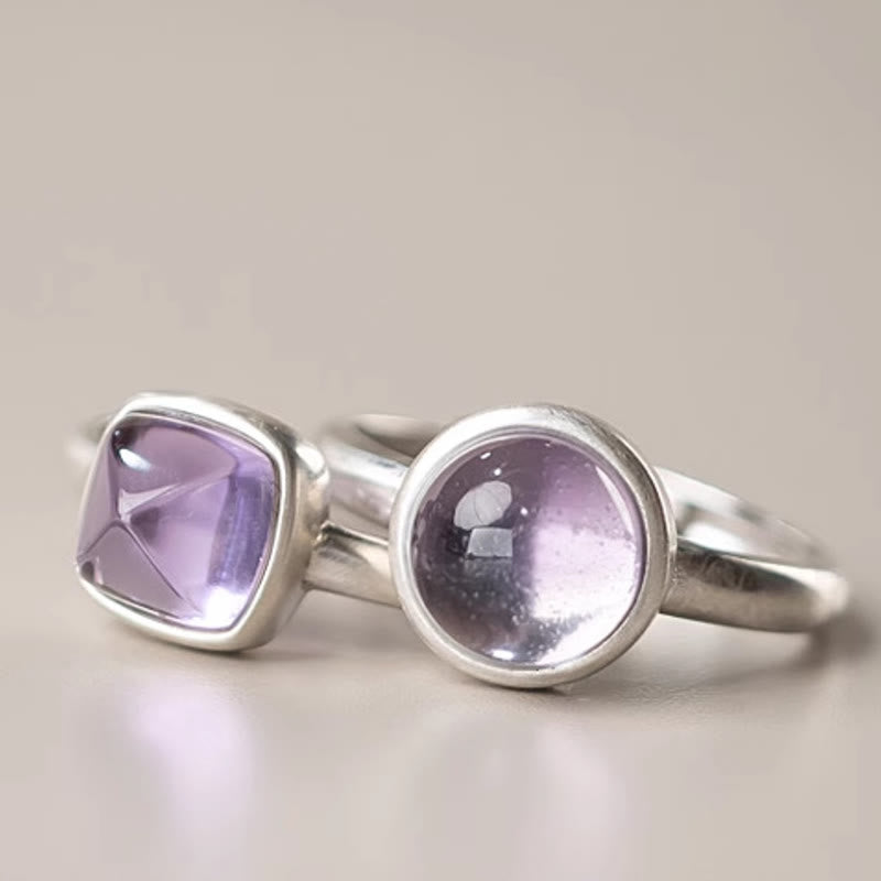 Buddha Stones Natural 925 Sterling Silver Amethyst Adjustable Balance Ring - image 13