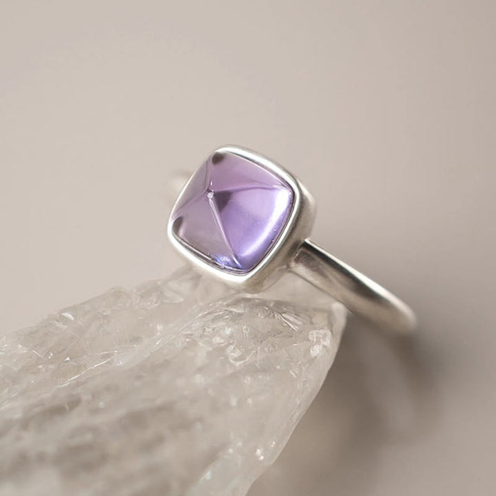Buddha Stones Natural 925 Sterling Silver Amethyst Adjustable Balance Ring - image 9