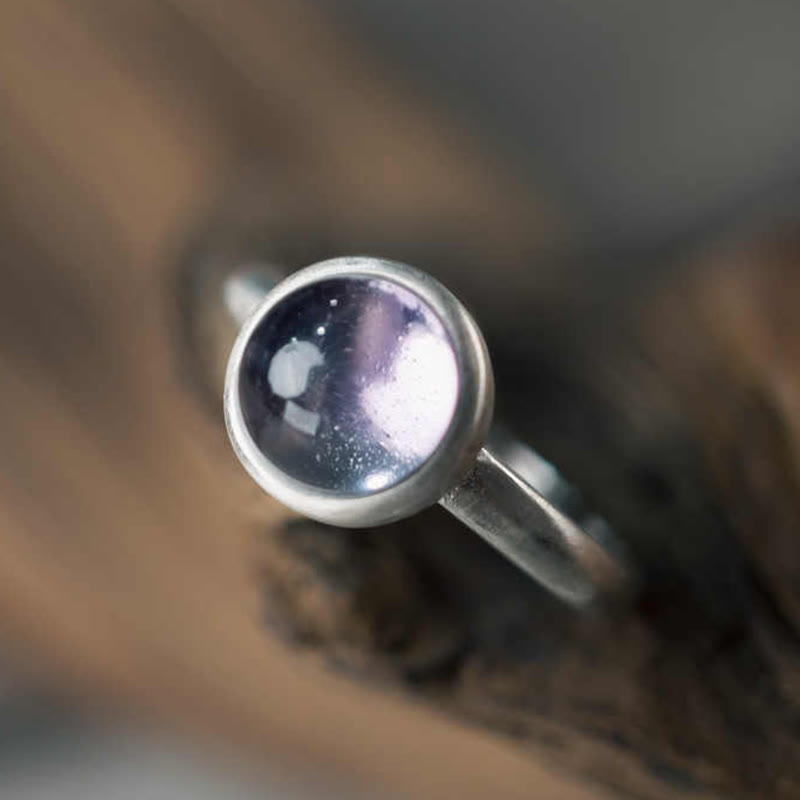 Buddha Stones Natural 925 Sterling Silver Amethyst Adjustable Balance Ring - image 4