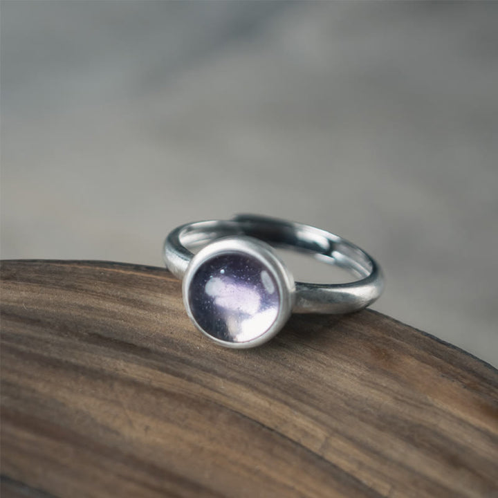 Buddha Stones Natural 925 Sterling Silver Amethyst Adjustable Balance Ring - image 1