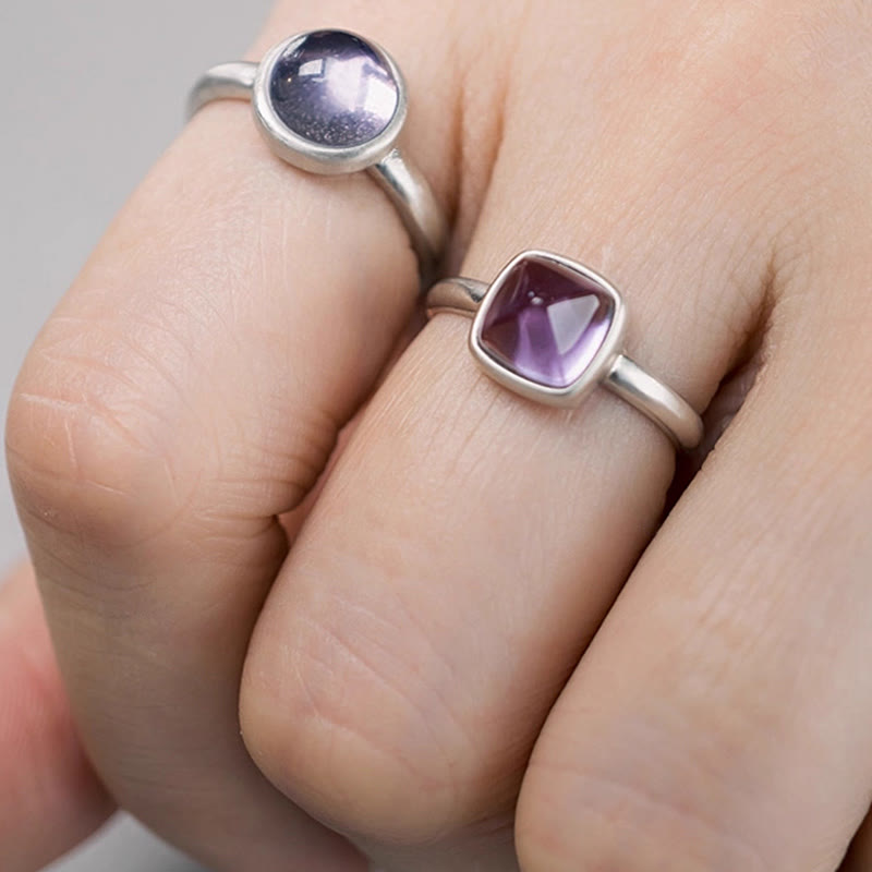 Buddha Stones Natural 925 Sterling Silver Amethyst Adjustable Balance Ring - image 15