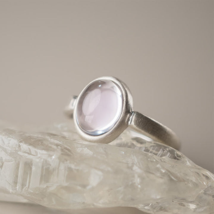 Buddha Stones Natural 925 Sterling Silver Pink Crystal Adjustable Warmth Ring - image 1