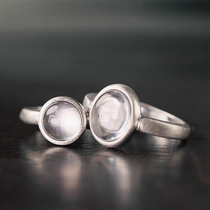 Buddha Stones Natural 925 Sterling Silver Pink Crystal Adjustable Warmth Ring - A Style(About 9*11mm) - image 0