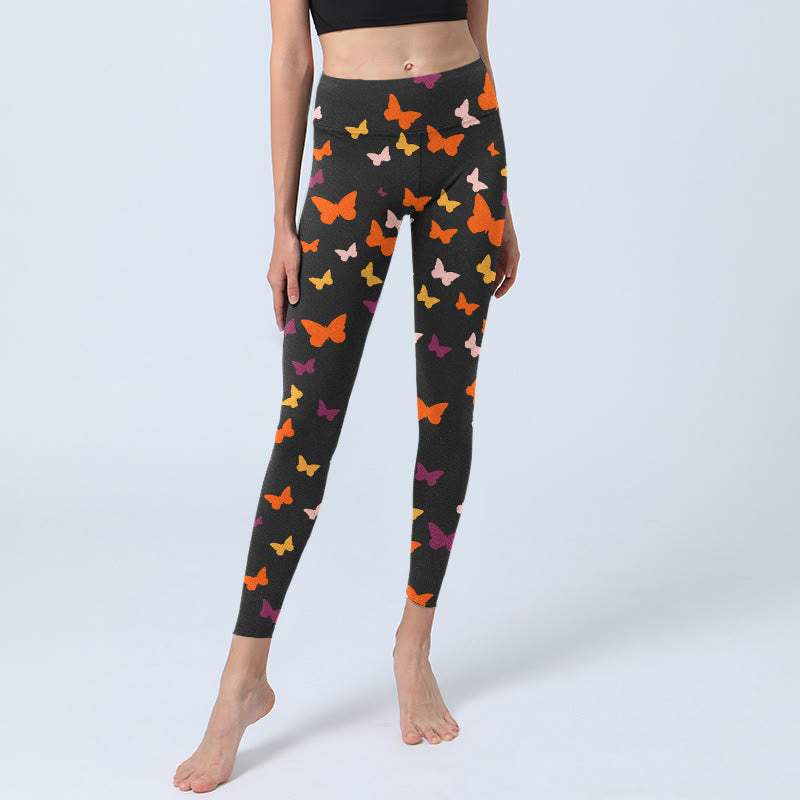 Buddha Stones Colorful Butterfly Print Gym Leggings Women's Yoga Pants - image 5