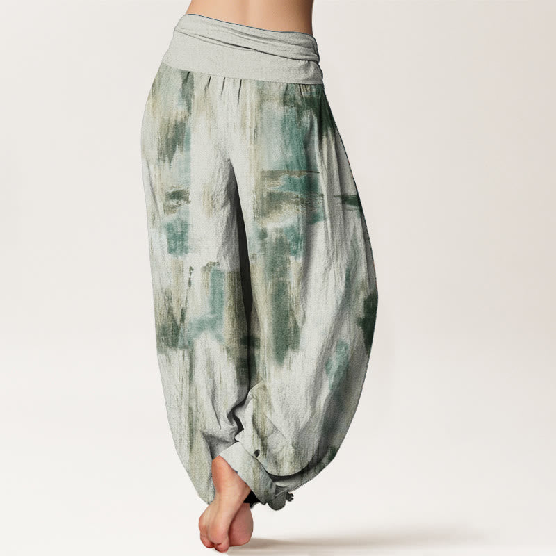 Buddha Stones Pure Cotton Tie Dye Pattern Design Women's Elastic Waist Harem Pants - image 1