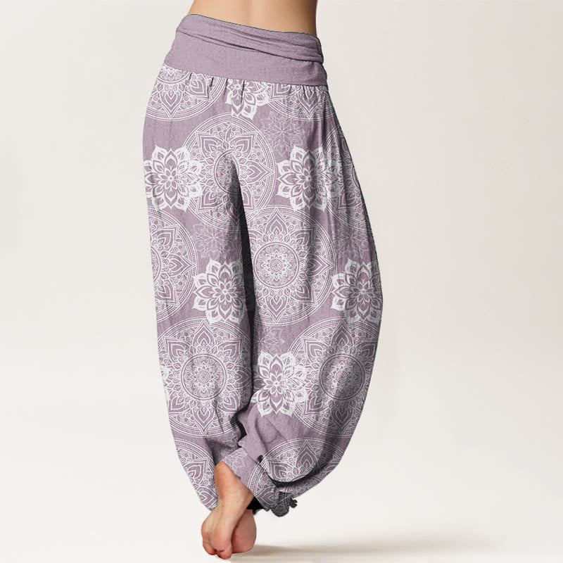 Buddha Stones Pure Cotton Casual Round Mandala Flower Design Women's Elastic Waist Harem Pants - image 6