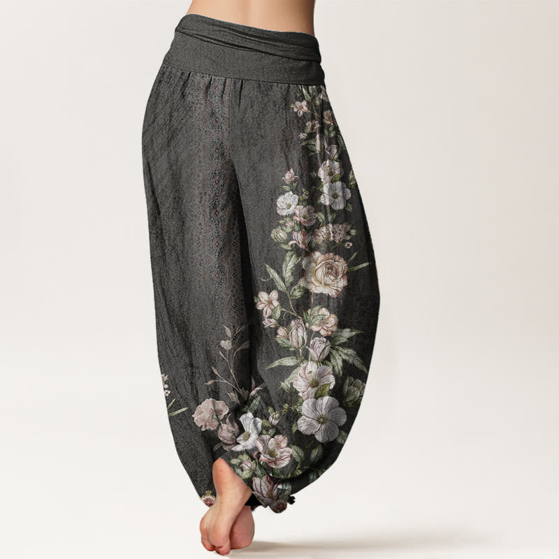 Buddha Stones Pure Cotton Ethnic Floral Ethnic Totem Pattern Women's Elastic Waist Harem Pants - image 9