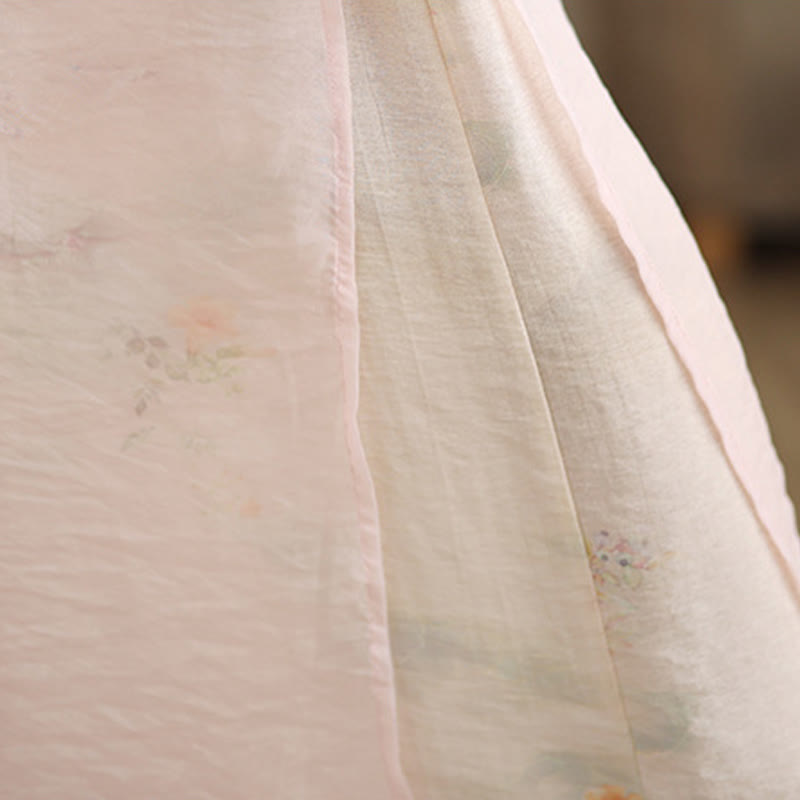 Buddha Stones Spring Vintage Printing Plant Pattern Double Layer Design Women's Cotton Wide Leg Pants With Pockets - image 26