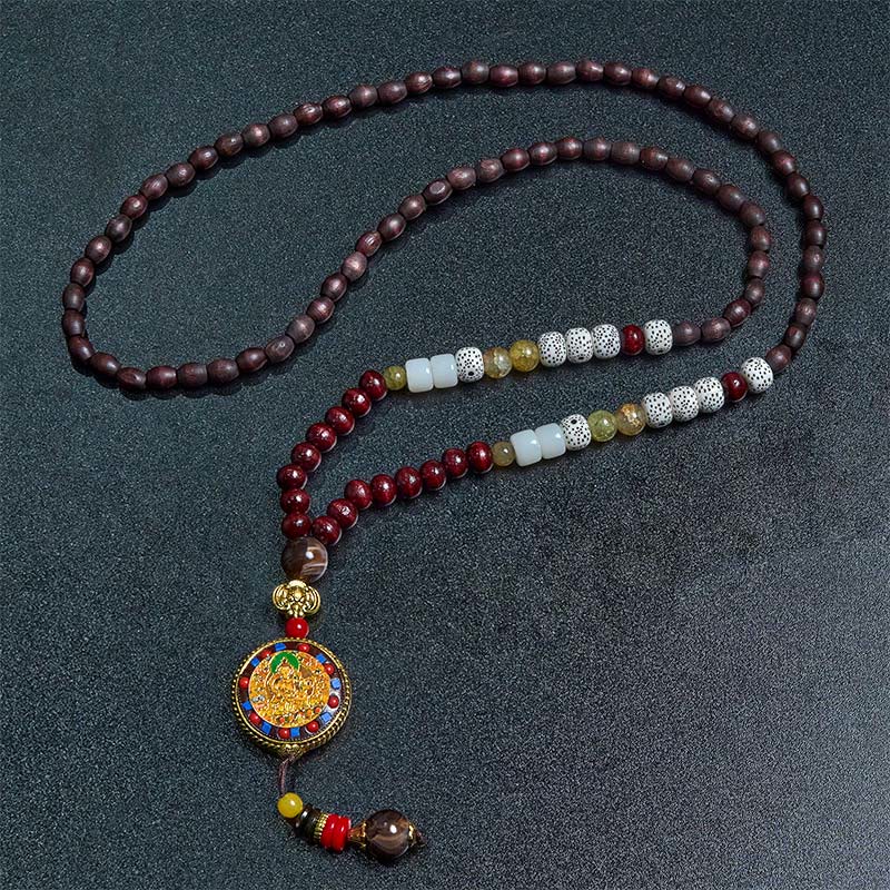Buddha Stones Tibetan Handmade Wood Beads Om Mani Padme Hum Samantabhadra Bodhisattva Purity Necklace Pendant - image 9