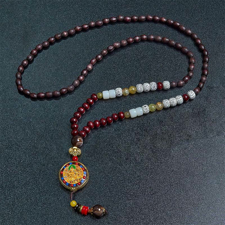 Buddha Stones Tibetan Handmade Wood Beads Om Mani Padme Hum Samantabhadra Bodhisattva Purity Necklace Pendant - image 9