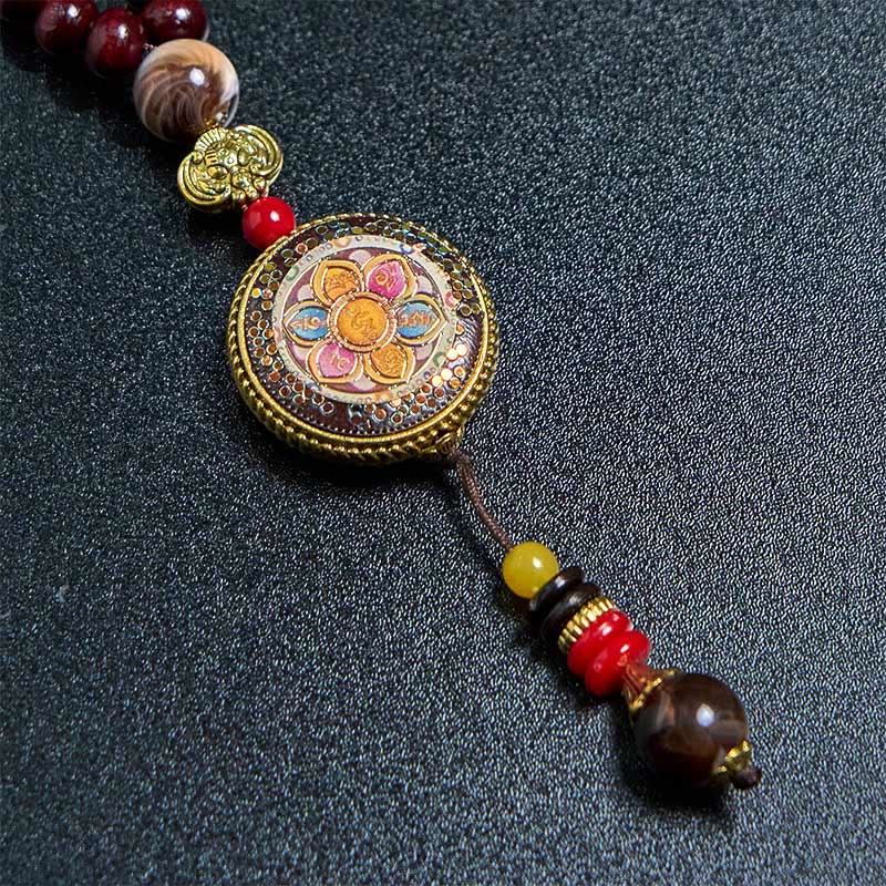 Buddha Stones Tibetan Handmade Wood Beads Om Mani Padme Hum Samantabhadra Bodhisattva Purity Necklace Pendant - image 14