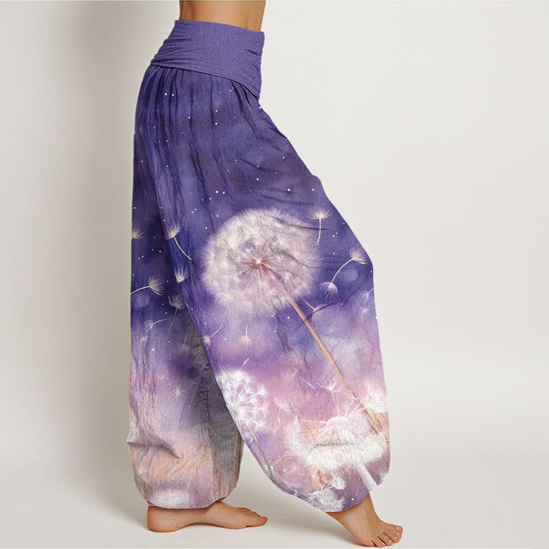 Buddha Stones Casual Dandelion Pattern Women's Elastic Waist Harem Pants - image 2
