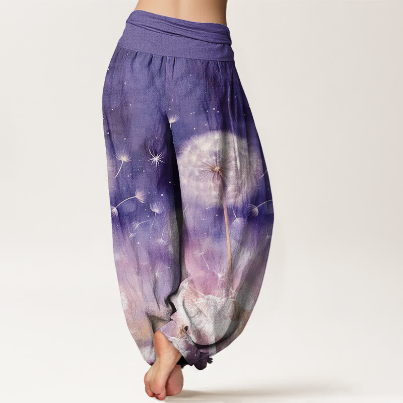 Buddha Stones Casual Dandelion Pattern Women's Elastic Waist Harem Pants - image 1
