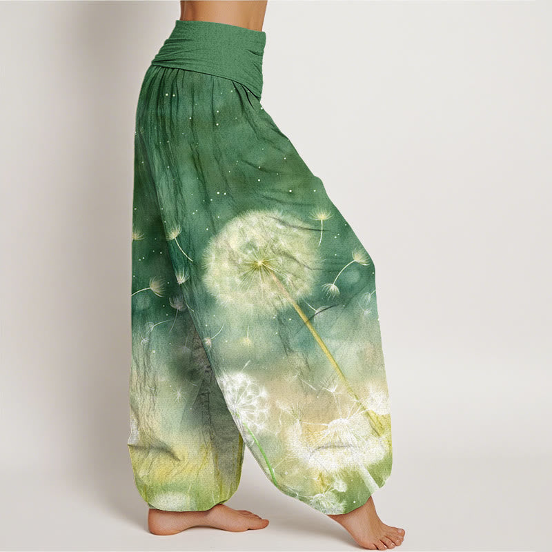 Buddha Stones Cotton Casual Dandelion Pattern Women's Elastic Waist Harem Pants - image 9