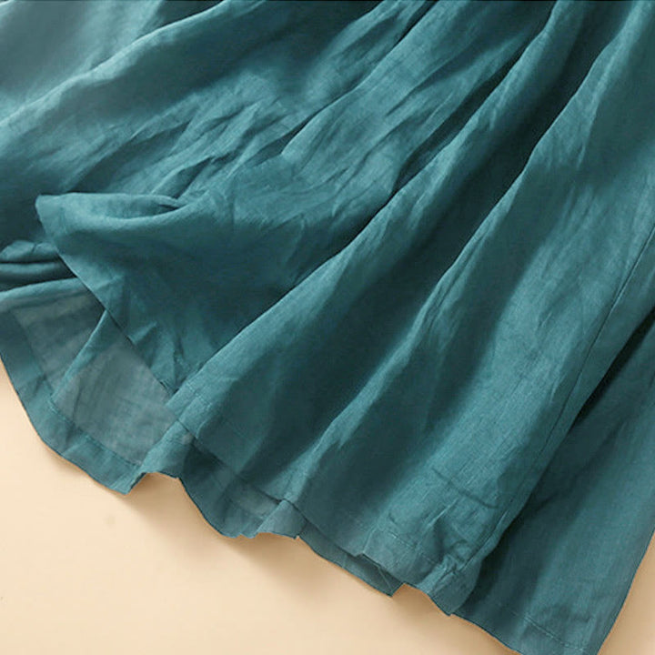 Buddha Stones Plain Lace Up Elastic Waist Women's Skirt With Pockets - image 8