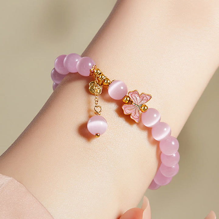 Buddha Stones 925 Sterling Silver Cat's Eye Hetian Jade Butterfly Peace Lock Charm Peace Bracelet - image 3