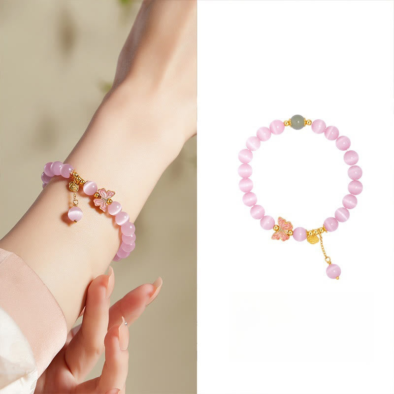 Buddha Stones 925 Sterling Silver Cat's Eye Hetian Jade Butterfly Peace Lock Charm Peace Bracelet - image 11